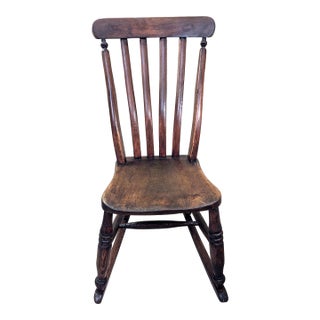 Antique 19th Century Nursery Sewing Rocking Chair Handmade Maple & Oak For Sale