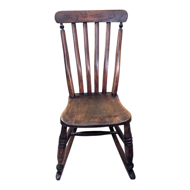 Antique 19th Century Nursery Sewing Rocking Chair Handmade Maple & Oak For Sale