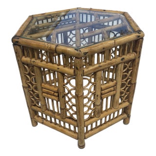 1970s Vintage Rattan Side or Cocktail Table, Brighton Pavilion Style For Sale