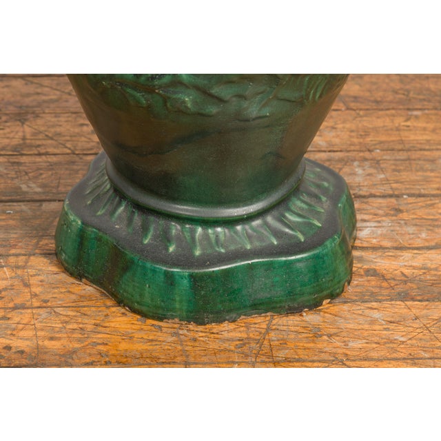 Antique Annamese Green Glazed Ceramic Garden Seat on Shaped Base For Sale - Image 12 of 12