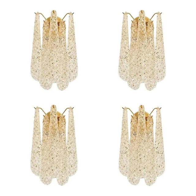 Italian Gold Wall Sconce with Murano Conchiglie Glass by Simoeng, Set of 4 For Sale - Image 10 of 11