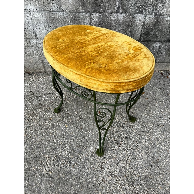 Mid-Century Modern Wrought Iron Vanity Stool. Circa 1960s For Sale - Image 15 of 18