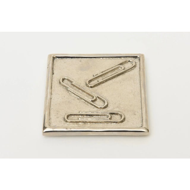 Silver Vintage Sarreid Nickel Silver Over Brass Paper Clip Small Box Restored For Sale - Image 8 of 11