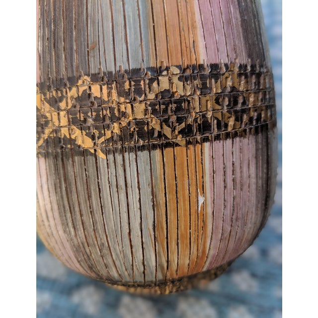 Vintage Italian Aldo Londi for Bitossi Seta Sgraffito Ceramic Pottery Vases - A Pair For Sale - Image 11 of 12