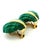 Dark Green Vintage 1970s 18k Gold Carved Malachite Sculptural Clip-on Earrings, Pair For Sale - Image 8 of 15