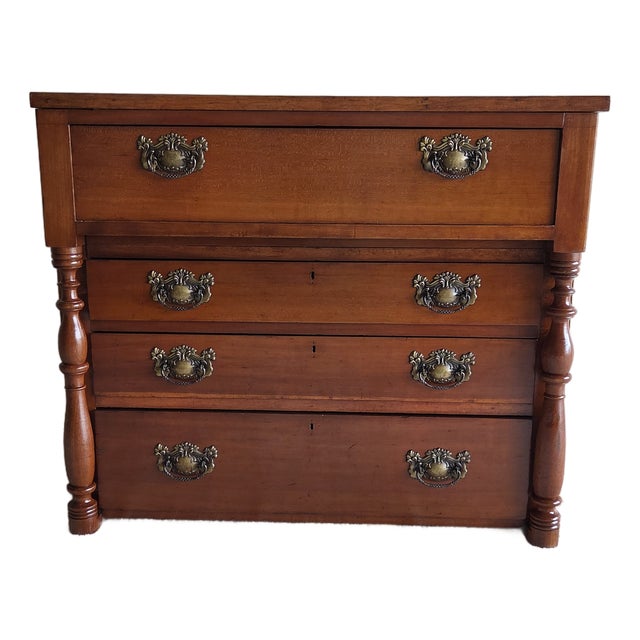 Antique Empire Style Cherry Chest of Drawers, Late 19th Century For Sale