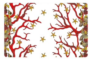 Coral Reef Vegan Leather Rectangle Pebble Placemat, Set of 4