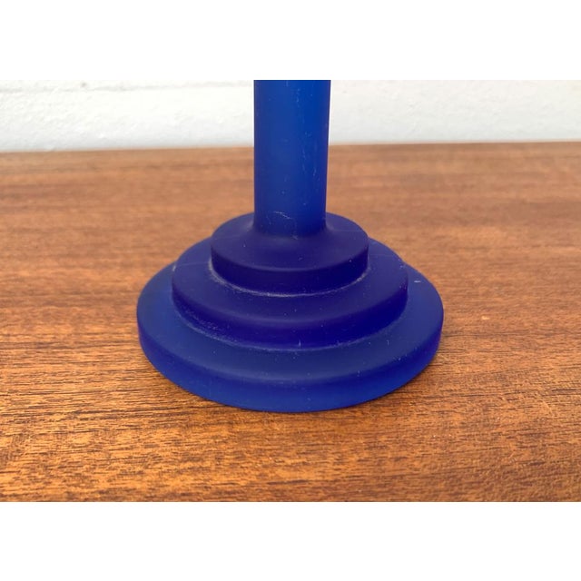 Postmodern Postmodern Blue Glass Candleholder, 1990s For Sale - Image 3 of 16