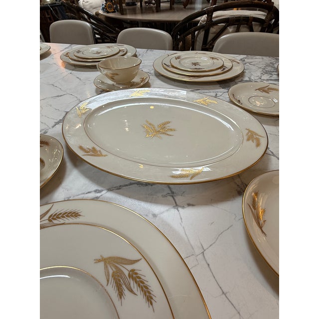 Mid 20th Century Lenox 24k Gold Harvest Wheat China - Set of Forty-Eight For Sale - Image 10 of 12