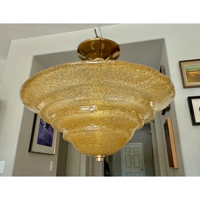 Murano Gold Rugiadoso Glass Semi Flush Mount Ceiling Light For Sale - Image 17 of 17