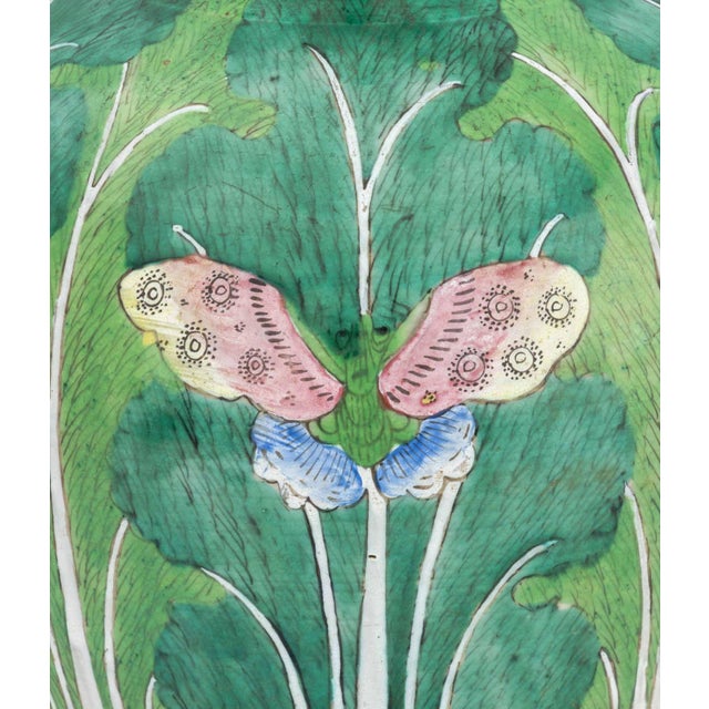 Pair of Chinese Cabbage Leaf Motif Famille Rose Porcelain Jars Mounted as Table Lamps For Sale - Image 4 of 9