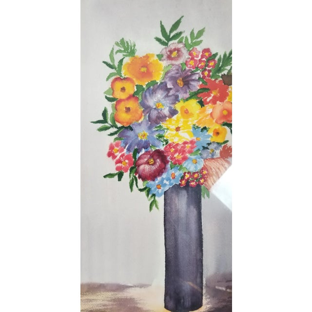 1960s 1970s Vintage Belle Horink Still Life Watercolor Abstract Painting For Sale - Image 5 of 12