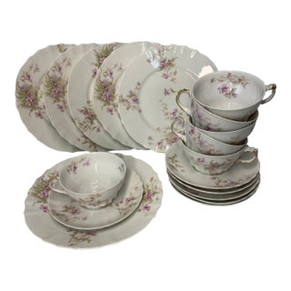 Vintage French Theodore Haviland Luncheon Tea Set Setting for 6 - 18 Pieces For Sale
