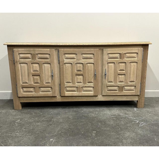 Vintage French White Oak Brutalist Sideboard, France, 1960s For Sale - Image 15 of 15