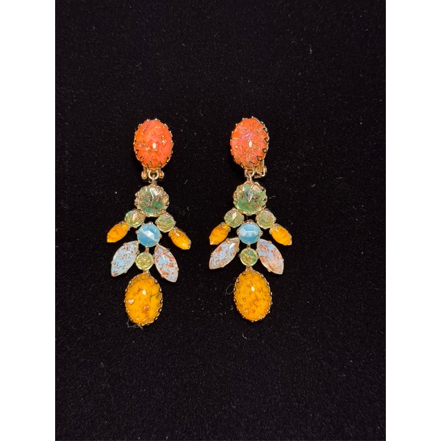 These rare vintage chandelier earrings are a statement piece beautifully crafted and signed by Schreiner of New York. They...