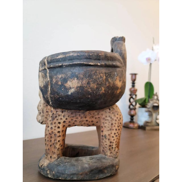 Whimsical Yoruba Peoples West African Carved Leopard Divination Bowl Primitive Tribal Art Figural Vessel For Sale In Dallas - Image 6 of 12