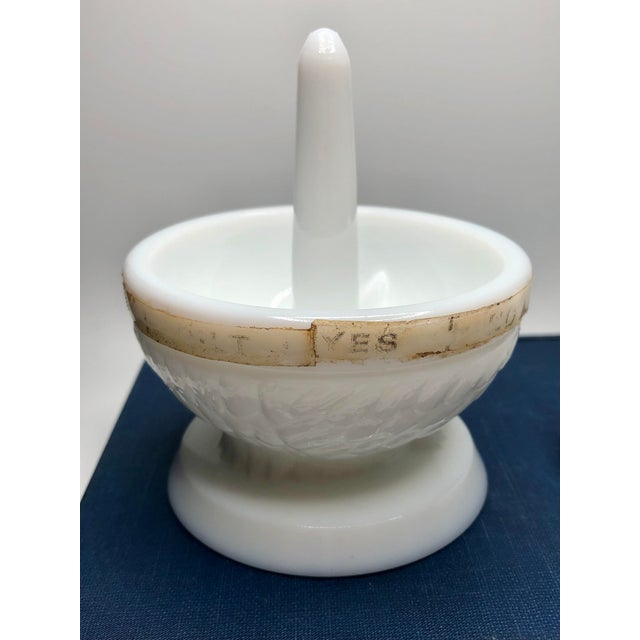 1960s Fenton Milk Glass Owl Decision Maker Fortune Spinner Ring Holder. For Sale - Image 5 of 12