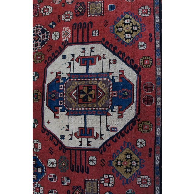 Mid 20th Century Semi Antique Hand Knotted Tribal Geometric Medallion Wool Area Rug 7' X 9' For Sale - Image 5 of 16