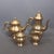 Stunning brass tea service, with particular retro striped design, marked on the base, excellent Italian manufacturing,...