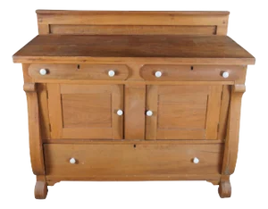 Antique Victorian American Empire Style Oak Buffet Server Sideboard Bar Back