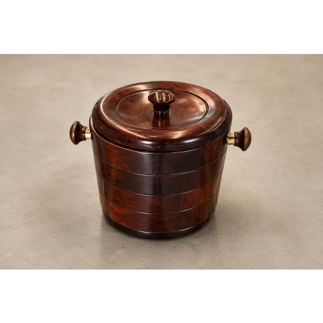 1960s Brazilian Modern Rosewood Ice Bucket with Sculptural Turned Handles For Sale - Image 10 of 18
