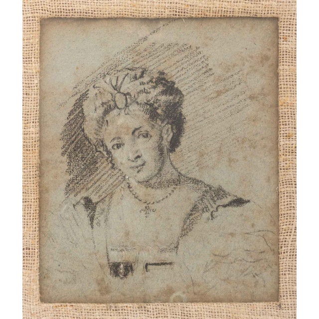 Continental School, Old Master Portrait of a Lady, Pastel Crayon on Blue Laid Paper, 18th century, apparently unsigned,...