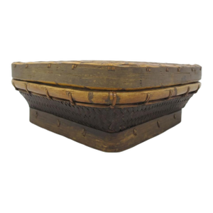 Filipino Ifugao Huop Handwoven Square Lidded Rice Basket Box