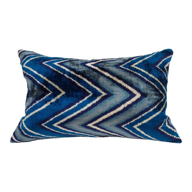 Silk Uzbek Ikat Velvet Hand Made Pillow Cushion For Sale
