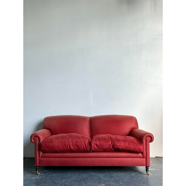 Wood Vintage Boho George Smith Roll Arm Sofa For Sale - Image 7 of 11