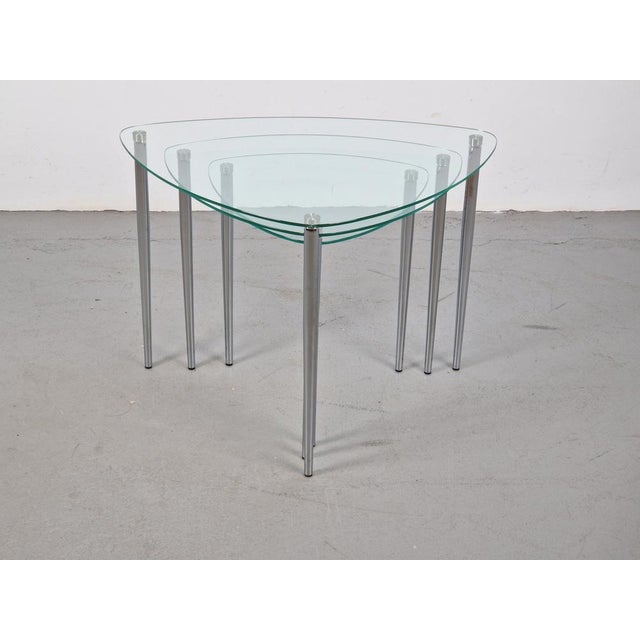Nesting Tables in Glass and Chrome, Set of 3 For Sale - Image 12 of 14
