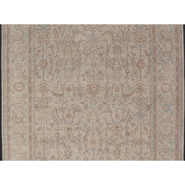 Early 21st Century Tabriz Designed Rug in Pale Sand by Keivan Woven Arts 9'10 X 13'8 For Sale - Image 5 of 16