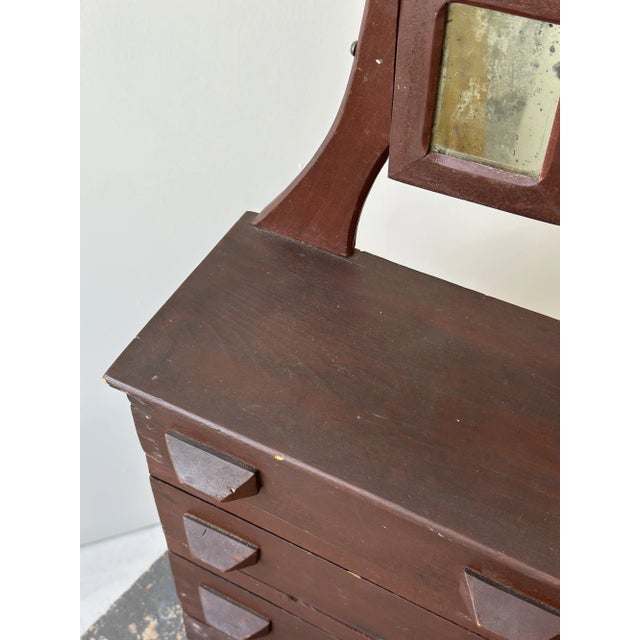 Antique Folk Art Miniature Chest of Drawers With Diminutive Mirror, Circa Early 20th Century For Sale - Image 11 of 18
