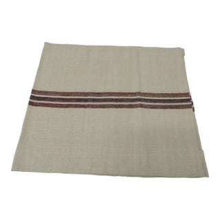 Linen Grain Sack With Brown Woven Stripes Textile For Sale