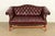 English Hancock and Moore Style Vintage Chippendale Tufted Oxblood Leather Camelback Chesterfield Sofa, Circa 1980s For Sale - Image 3 of 14