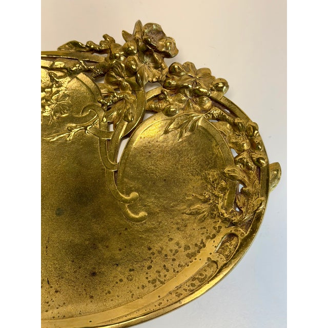 Metal Antique Art Nouveau Brass or Bronze Trinket Tray - Signed For Sale - Image 7 of 7
