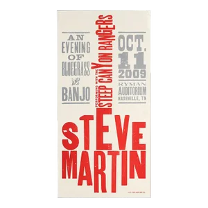 2009 American Concert Poster, Steve Martin (Bluegrass + Banjo)