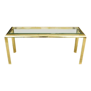 Modern Gold Tone and Beveled Glass Vintage Console Table