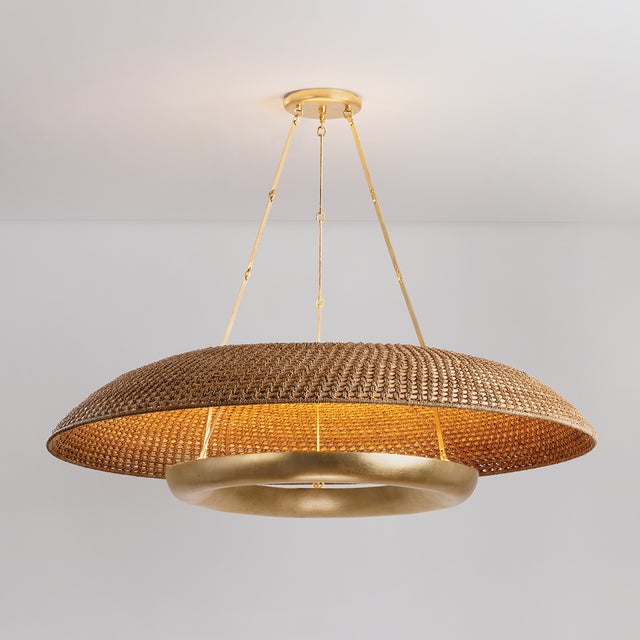 Hudson Valley Lighting Hudson Valley Lighting Oaklyn 36 in. 6 Light Chandelier in Vintage Gold Leaf Finish For Sale - Image 4 of 11
