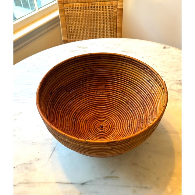 Gabriella Crespi Vintage Monumental Crespi Style Split Reed Bowl For Sale - Image 4 of 9