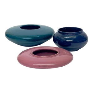 Mid Century Modern Jewel Toned Ceramic Planter Curation - Group of 3