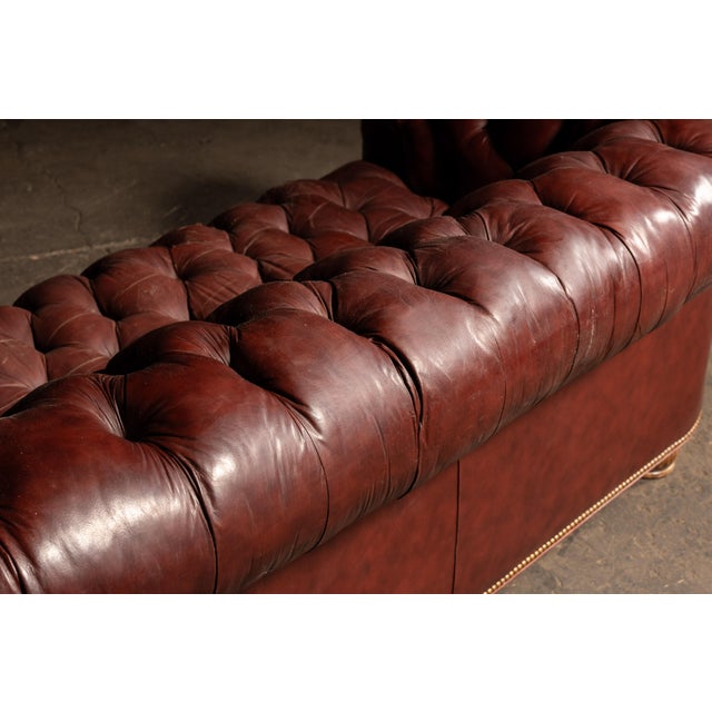 Late 20th Century Tufted Leather Chesterfield Sofa in Burgundy For Sale - Image 11 of 15