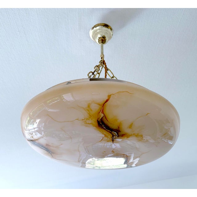 1930s Art Deco Pendant Light in Pink Amber Glass, 1930s For Sale - Image 5 of 18
