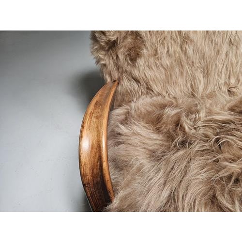 H269 Chairs in Long Hair Mongolian Sheepskin by Jindrich Halabala, 1930s, Set of 2 For Sale - Image 9 of 11