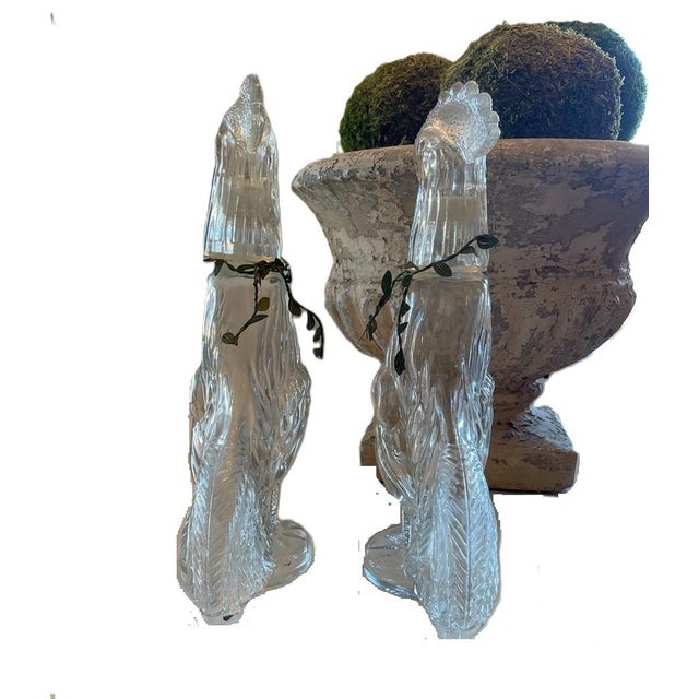 Transparent 1990s French Glass Rooster Decanters- Set of 2 For Sale - Image 8 of 9