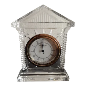 1980s Waterford Crystal Ireland Acropolis Mantle/Desk Clock