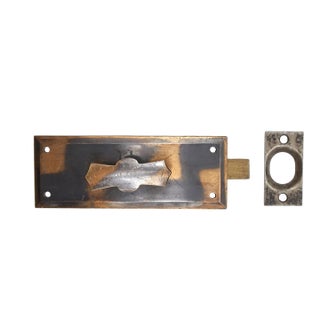 Mid 20th Century Japanned Brass Flush Mount Door Bolt For Sale