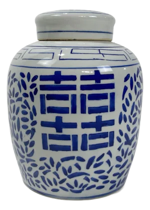 Vintage Lidded Double Happiness Ginger Jar