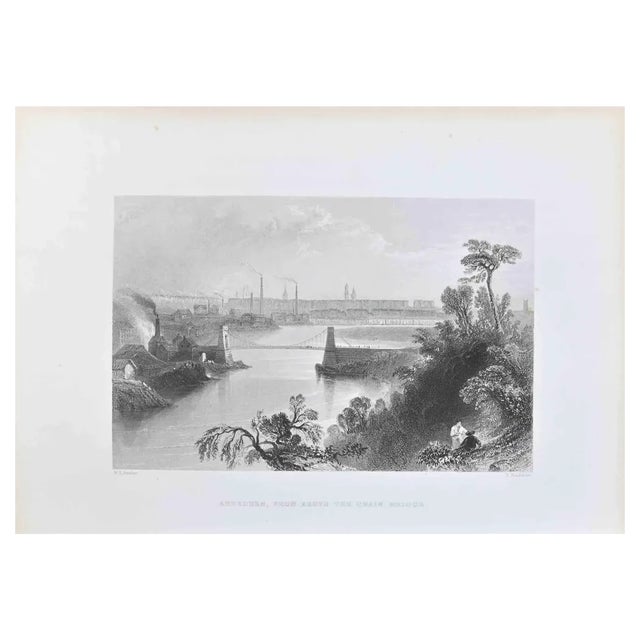 William Henry Bartlett, Aberdeen from Above the Chain Bridge, Lithograph By W.H. Bartlett -19th Century For Sale