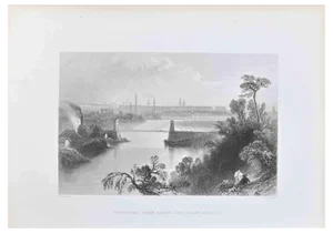 William Henry Bartlett, Aberdeen from Above the Chain Bridge, Lithograph By W.H. Bartlett -19th Century