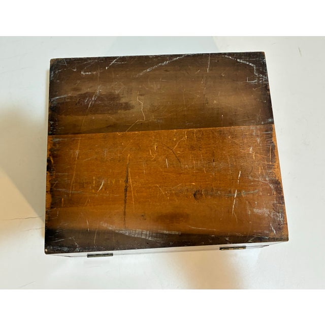 Antique Wood Storage Box With Drawer - Dovetail Joints - Brass Hardware C. 1900 For Sale - Image 11 of 11